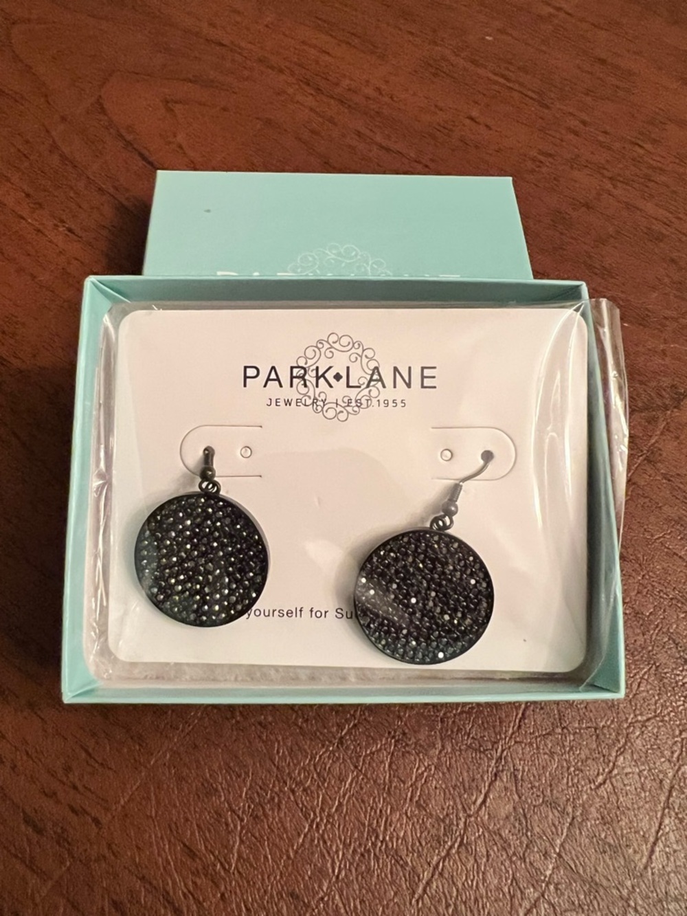 Park Lane HENDRIX Black Crystal Disc Drop Earrings, Hematite, Modern/Edgy | NWT - Picture 6 of 6